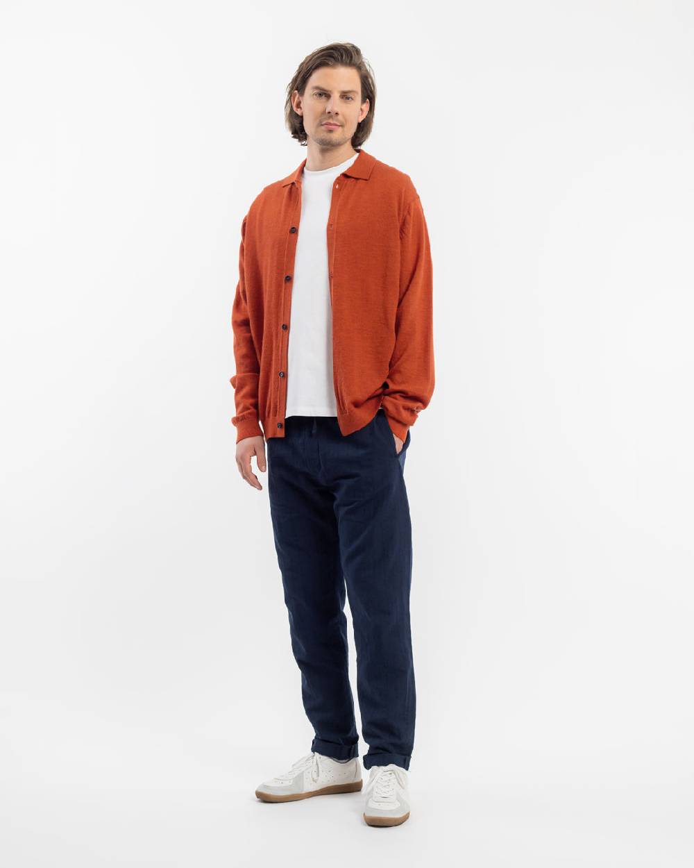 Rotholz Strick Shirt Merinowolle - Rot Outlet