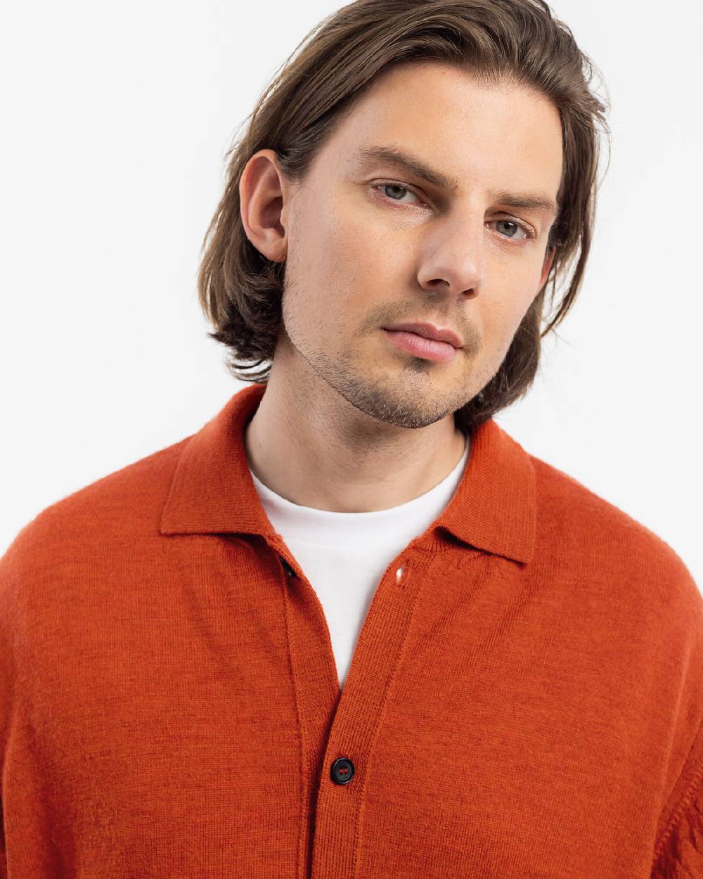 Rotholz Strick Shirt Merinowolle - Rot Outlet