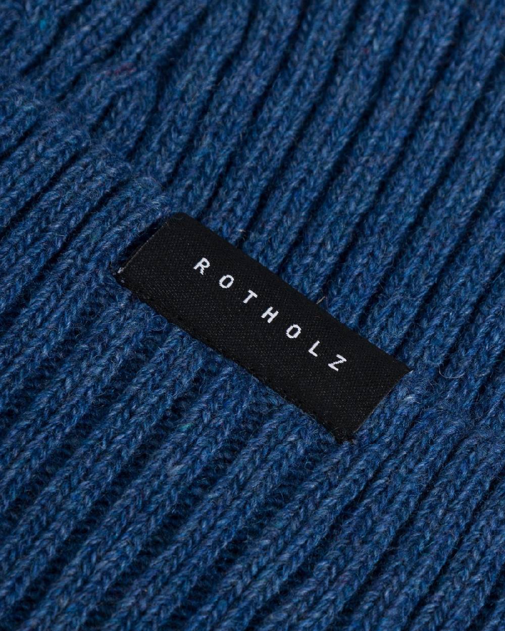 Rotholz Klassische Mütze Wollmix Ripp - Blau Auslauf