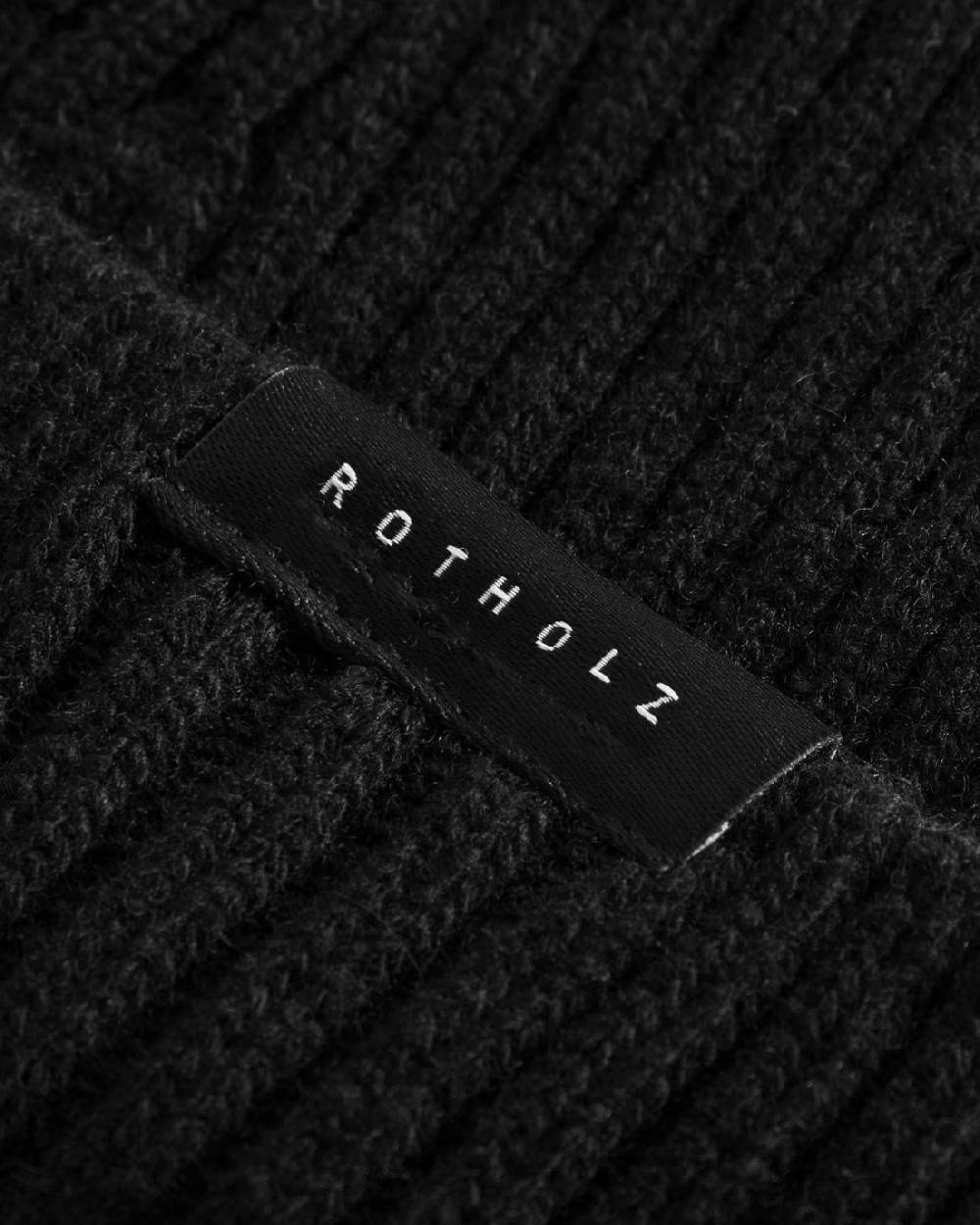 Rotholz Kurze Mütze Wollmix Ripp - Schwarz Angebote