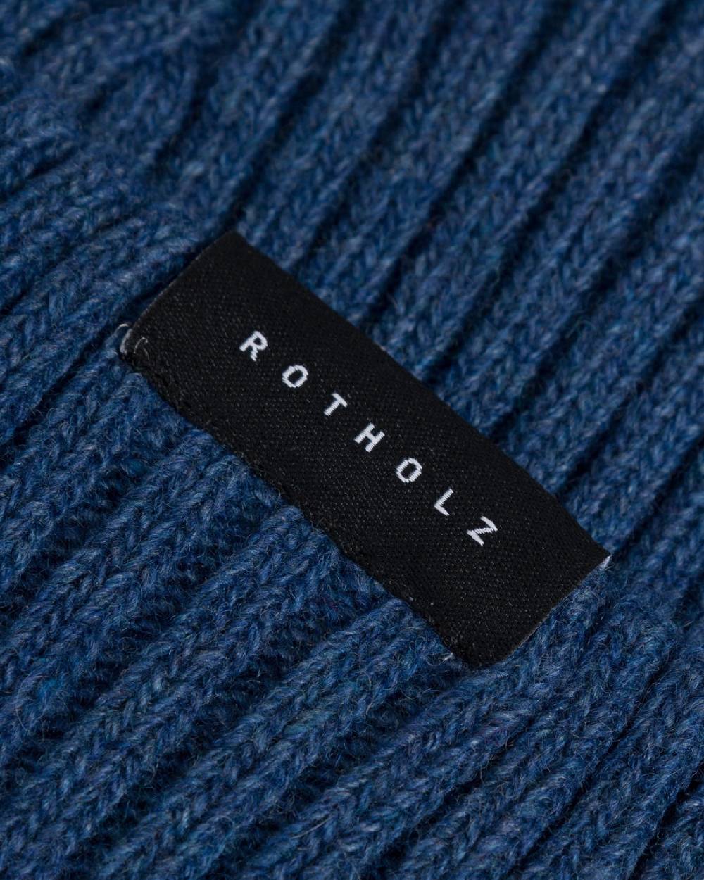 Rotholz Kurze Mütze Wollmix Ripp - Blau im Angebot
