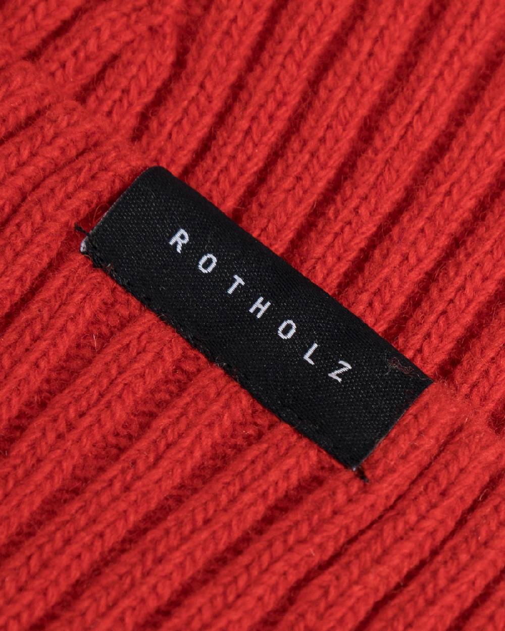 Rotholz Kurze Mütze Wollmix Ripp - Rot Schlussverkauf