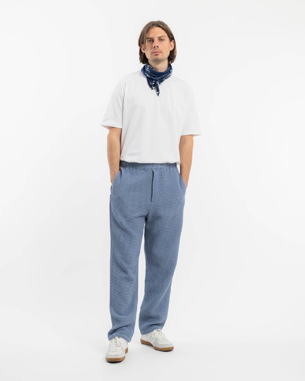 Rotholz Weite Hose Waffle Cotton - Hellblau Fabrikverkauf