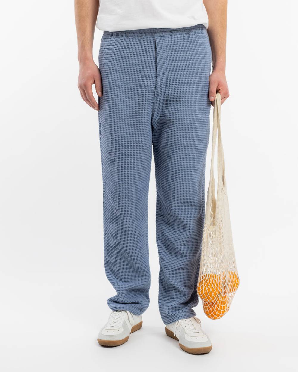 Rotholz Weite Hose Waffle Cotton - Hellblau Fabrikverkauf
