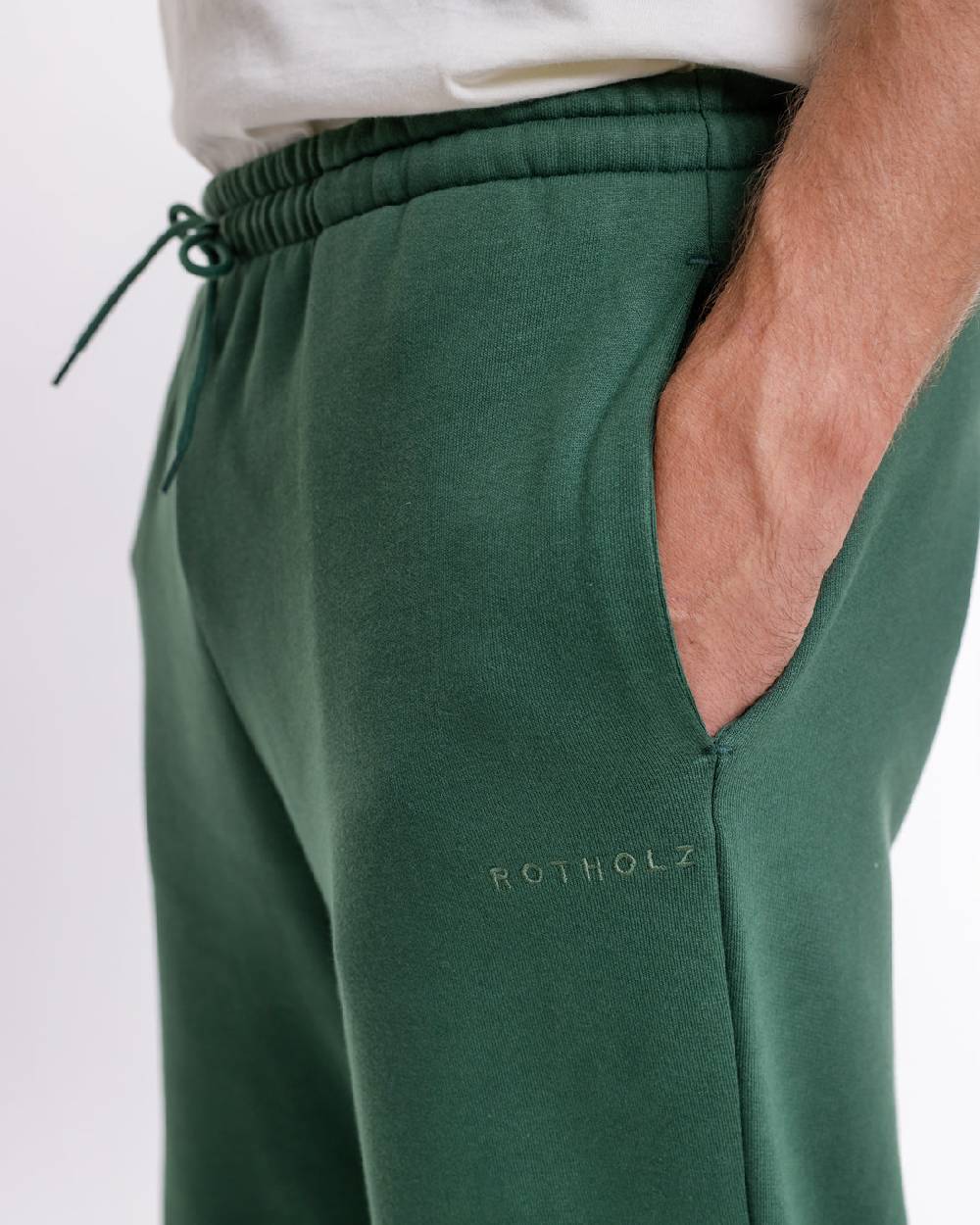Rotholz Logo Sweatpants aus Bio-Baumwolle Grün Kostenloser Versand
