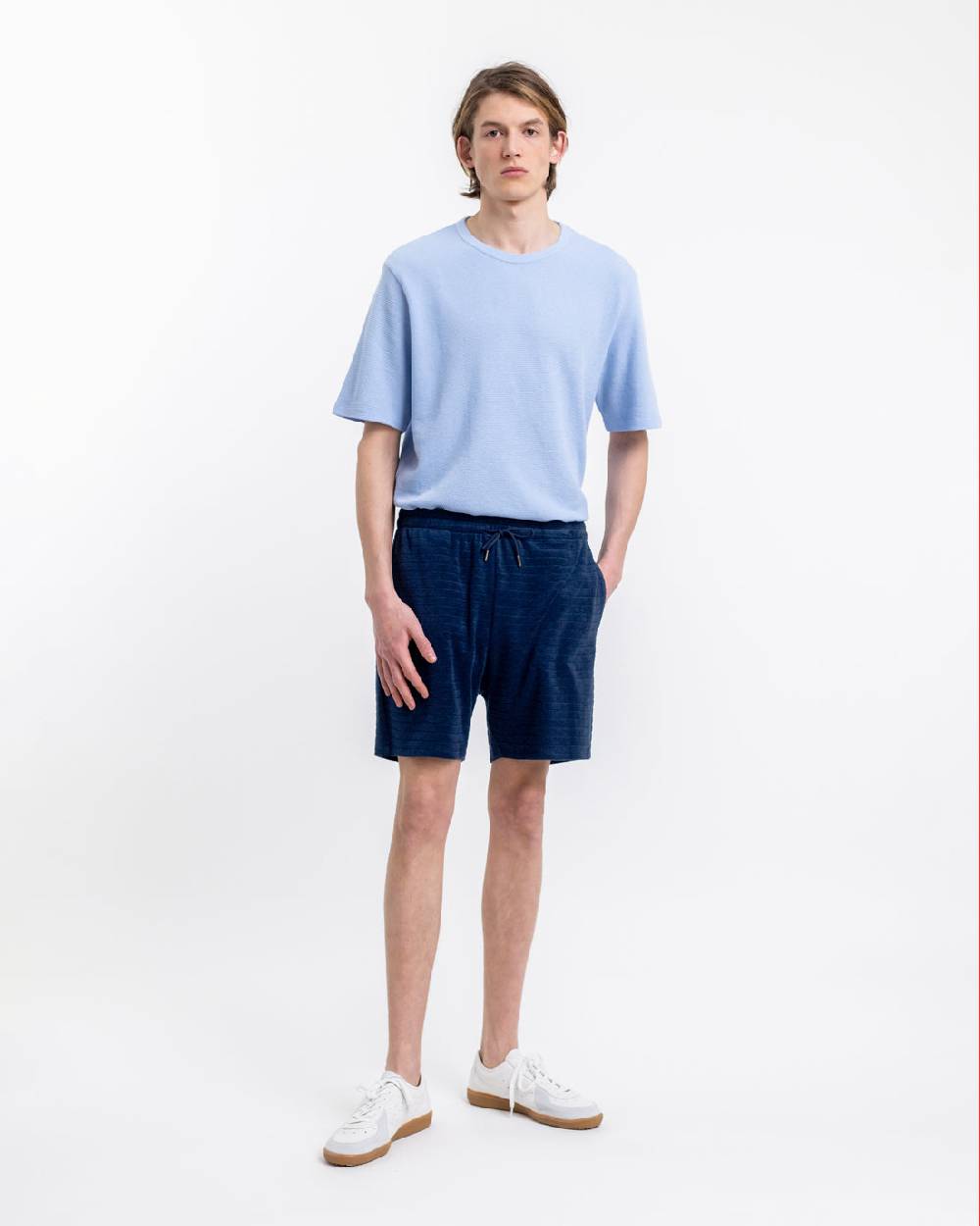 Rotholz Frottee Shorts aus Bio-Baumwolle Blau Limitierter Zeitrabatt
