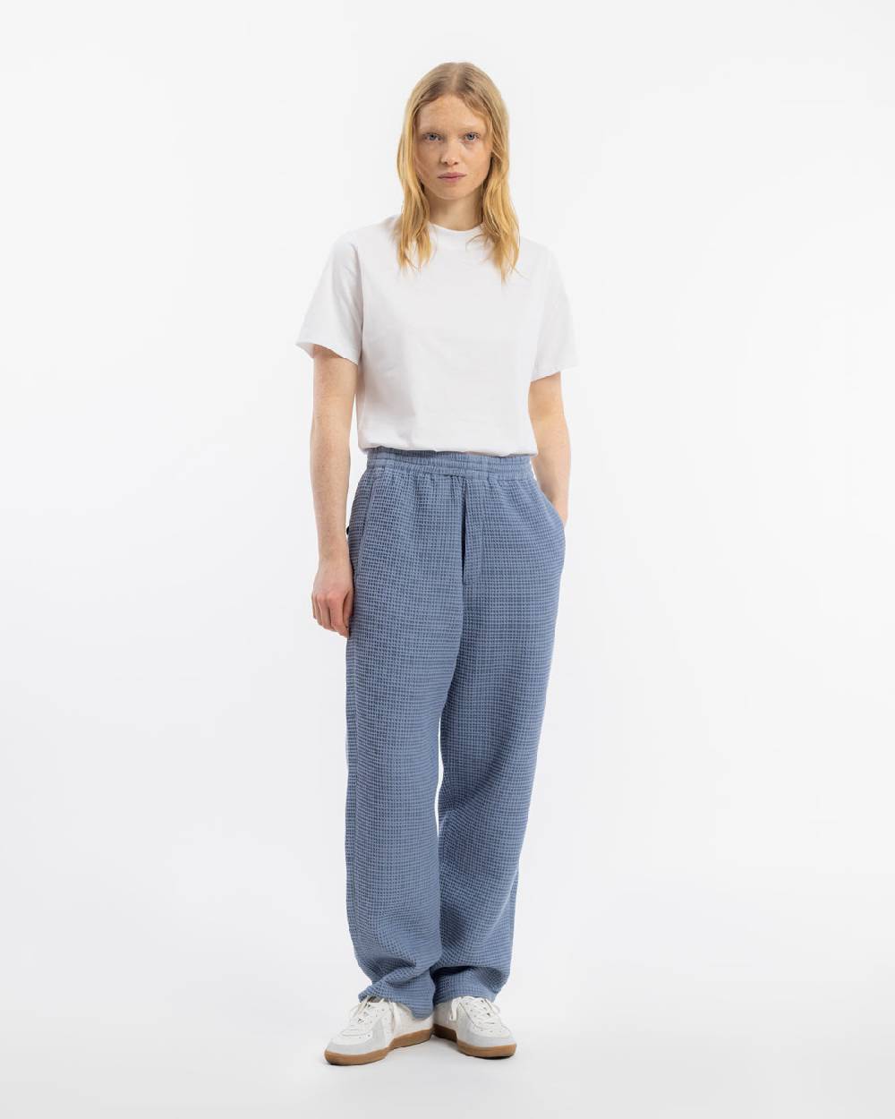 Rotholz Weite Hose Waffle Cotton - Hellblau Lagerräumung