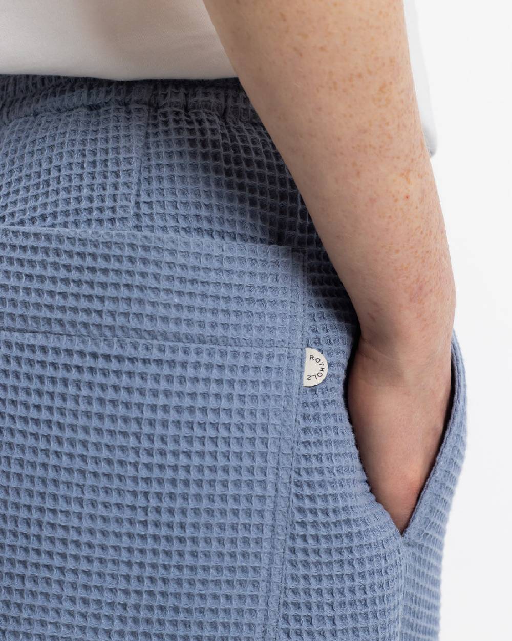 Rotholz Weite Hose Waffle Cotton - Hellblau Lagerräumung