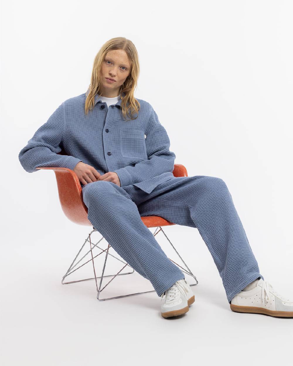 Rotholz Workwear Jacke Waffle Cotton - Hellblau Exklusive Angebote