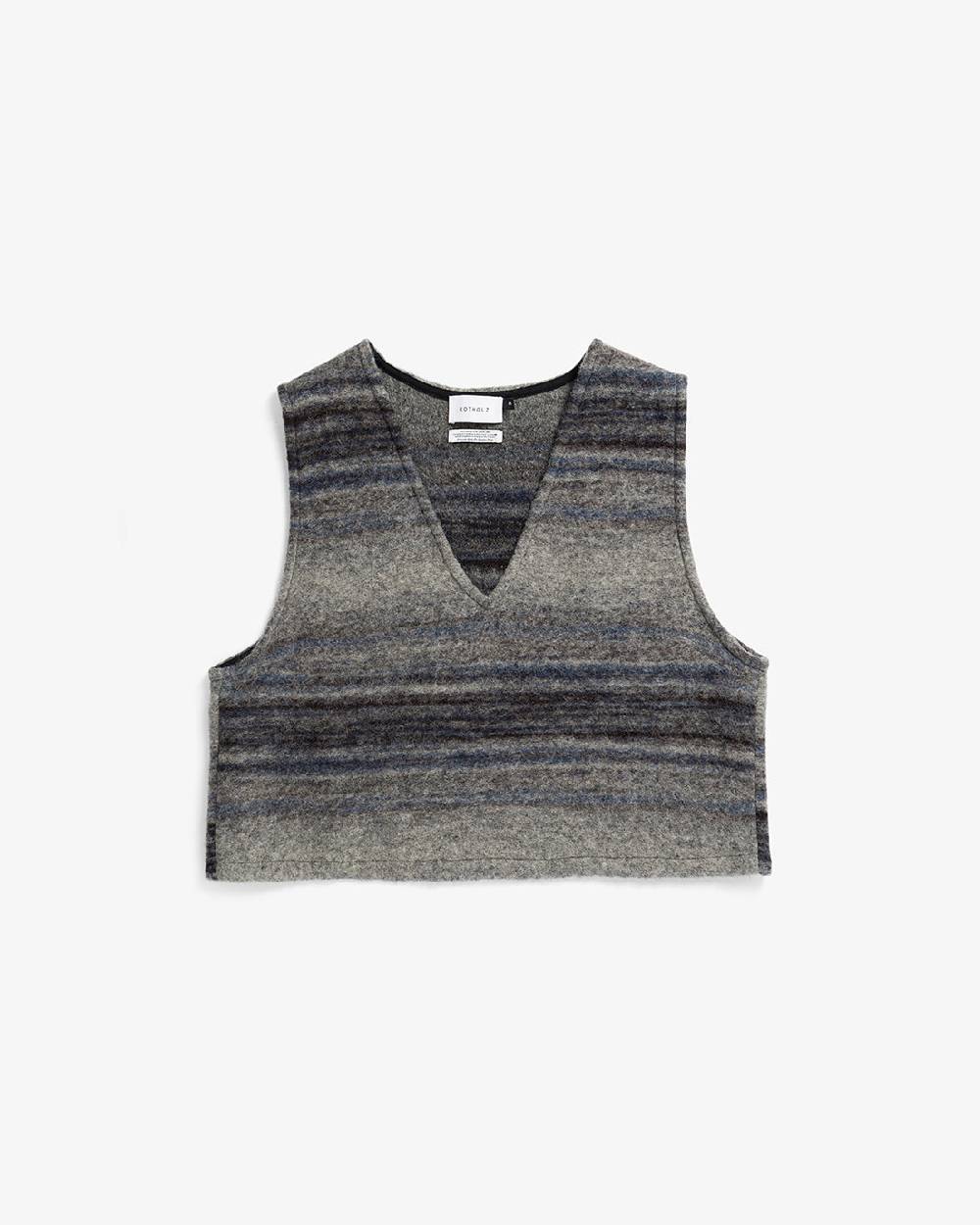 Rotholz Weste Bio Wollmischung - Grau Gestreift Blitzangebot