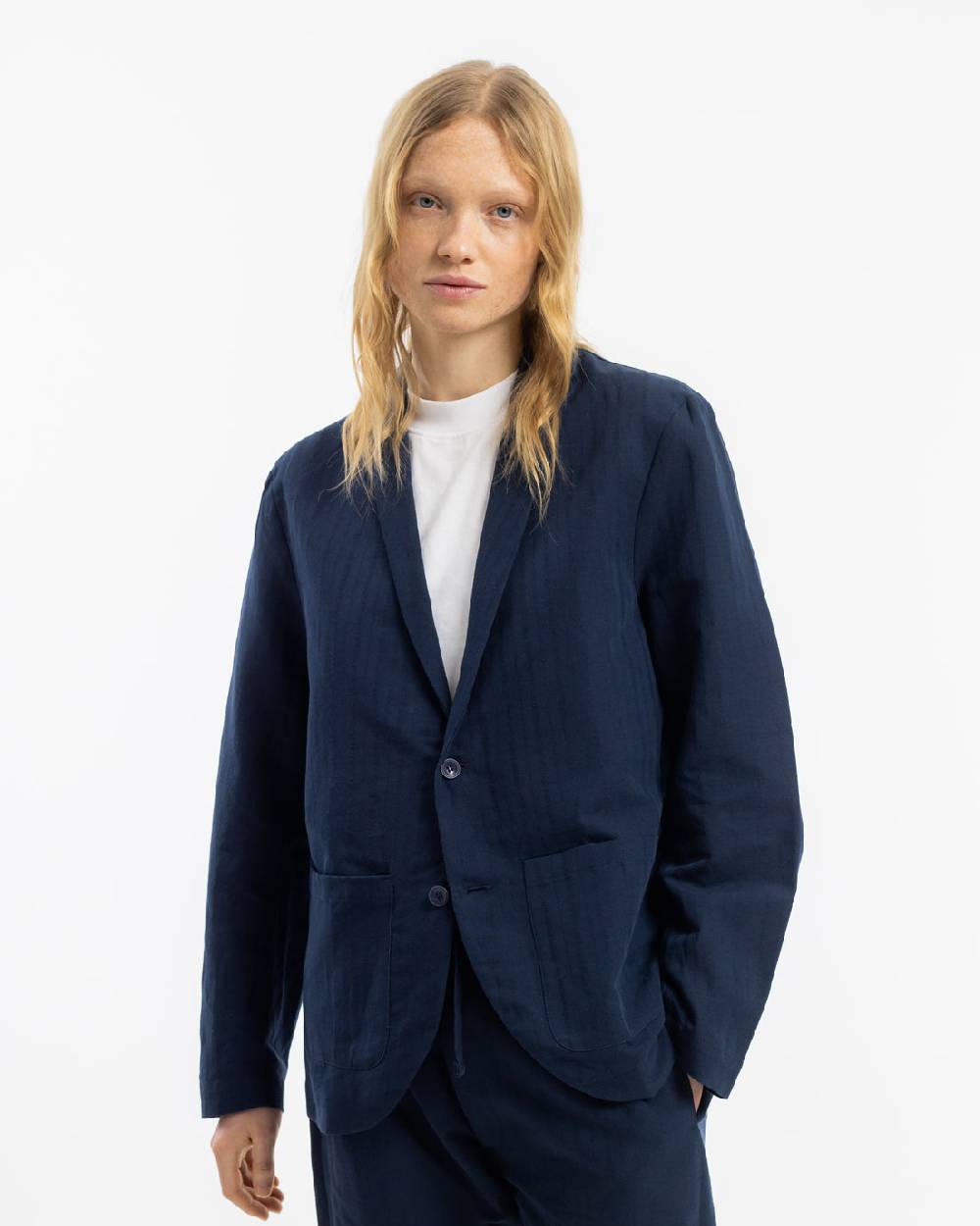 Rotholz Workwear Blazer Leinen Mix - Dunkelblau VIP-Rabatte