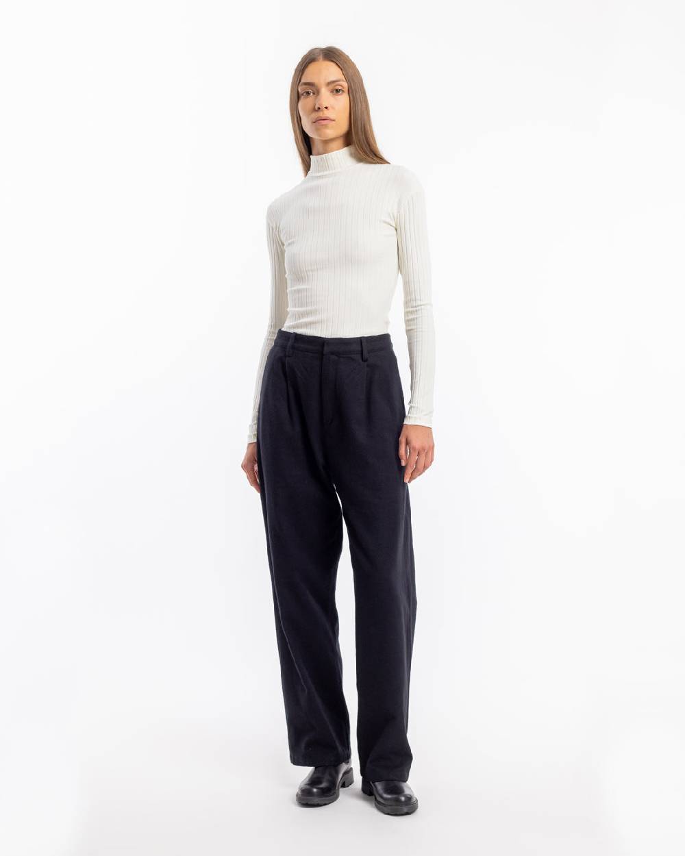 Rotholz Geripptes Longsleeve Bio Baumwolle - Off-White Tiefpreis