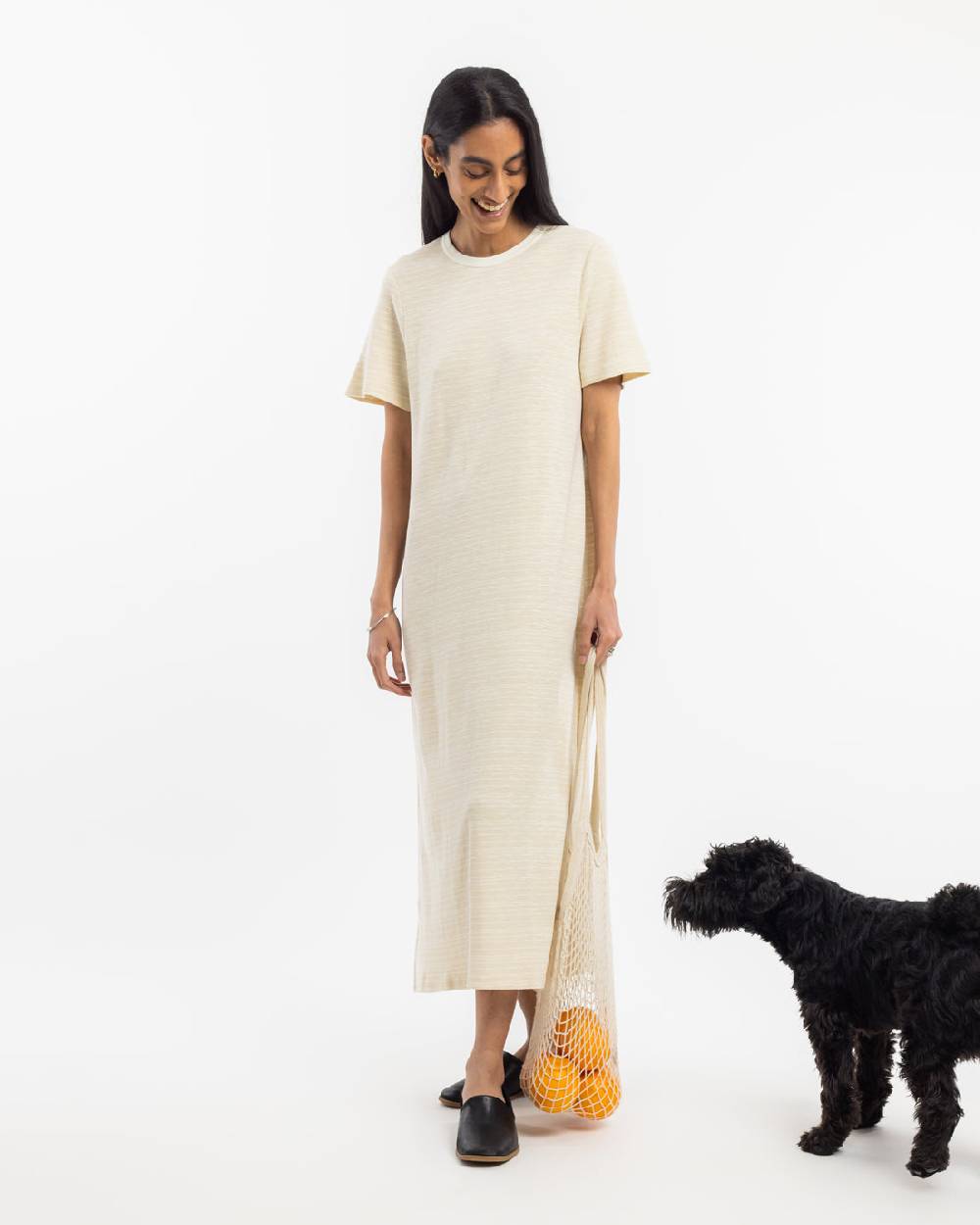 Rotholz Gestreiftes T-Shirt Kleid - Creme Wochenangebot