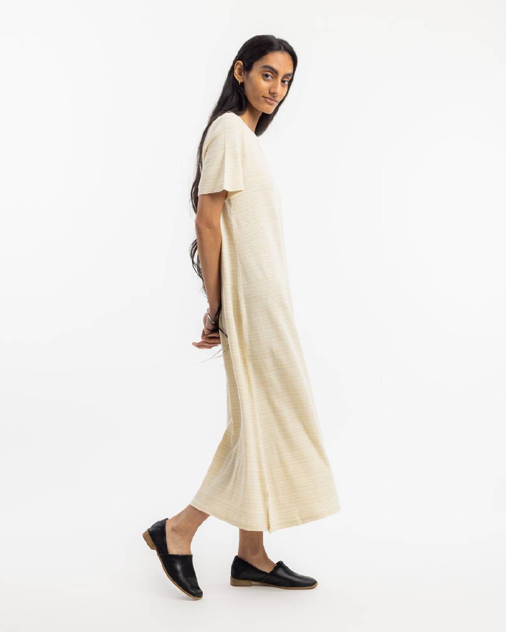 Rotholz Gestreiftes T-Shirt Kleid - Creme Wochenangebot