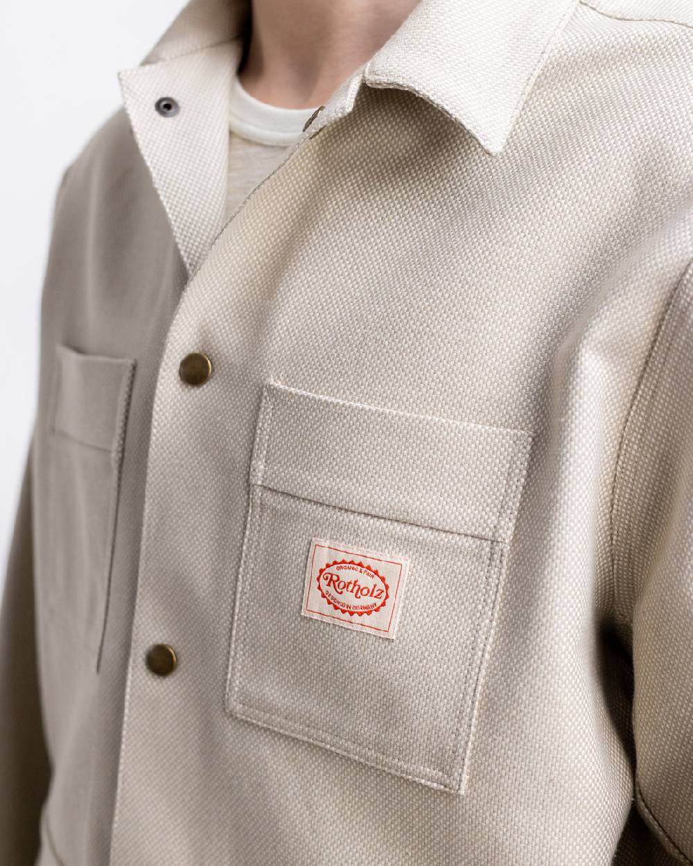 Rotholz Leichte Jacke aus Bio Canvas Beige Kariert Nur für heute