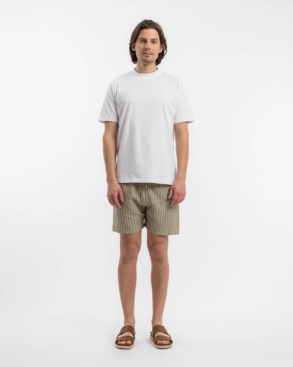 Rotholz Kurze Hose Leinen Mix - Grau Gestreift Online