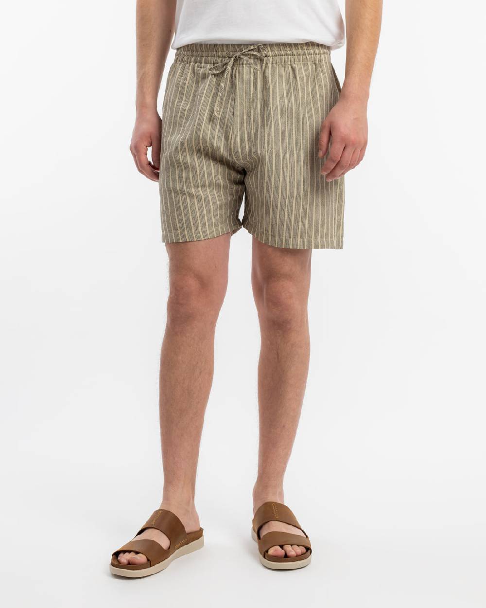 Rotholz Kurze Hose Leinen Mix - Grau Gestreift Online