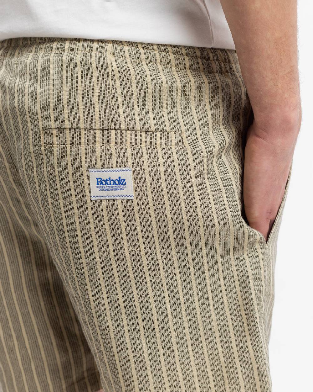 Rotholz Kurze Hose Leinen Mix - Grau Gestreift Online
