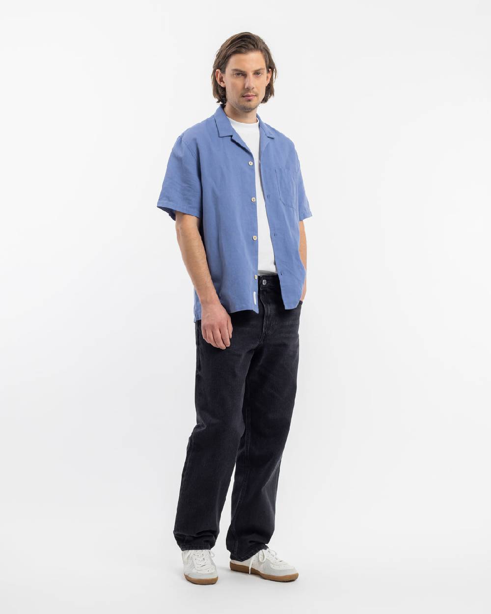Rotholz Bowling Shirt Leinen Mix - Hellblau Limitierter Zeitrabatt