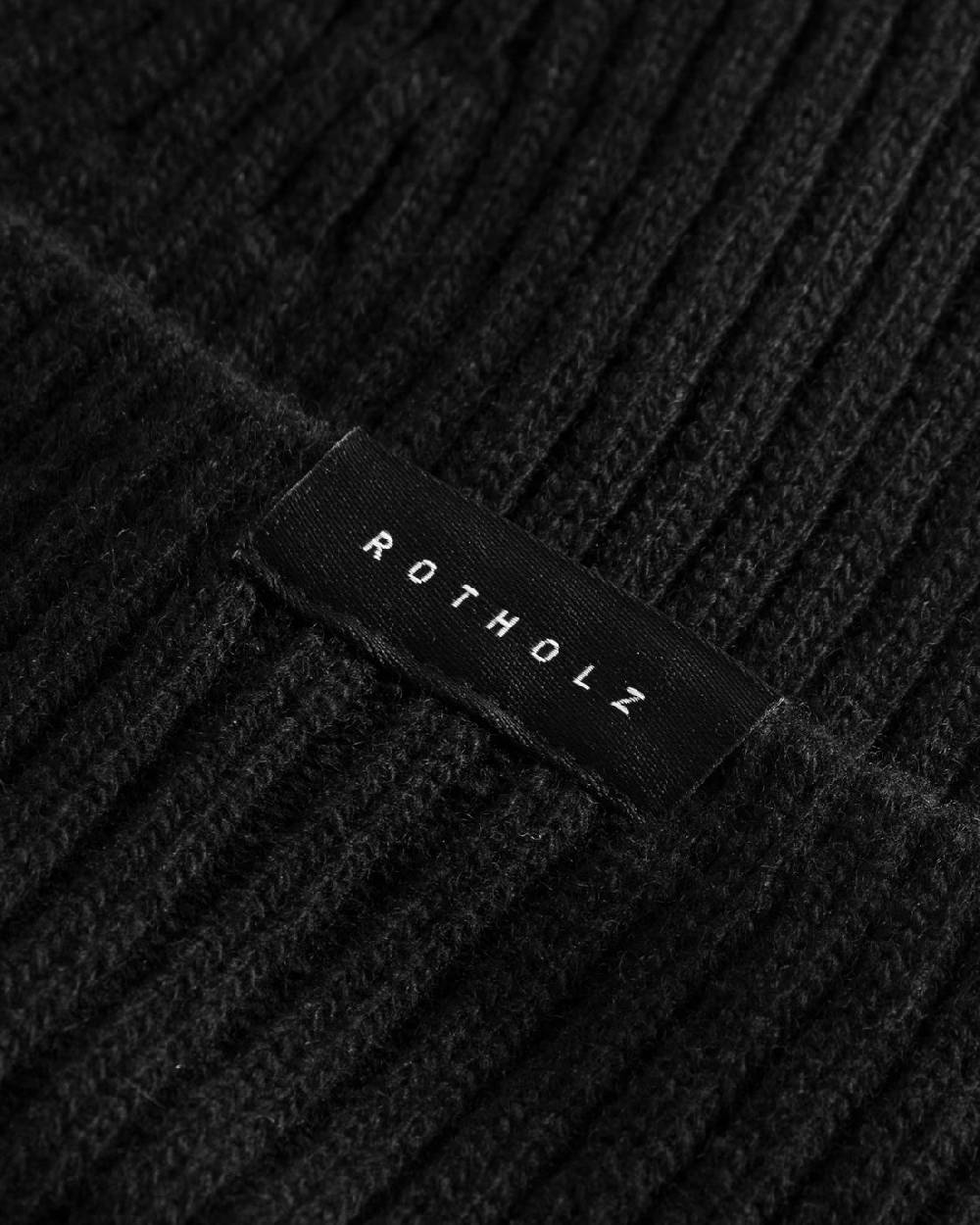Rotholz Klassische Mütze Wollmix Ripp - Schwarz Begrenztes Angebot