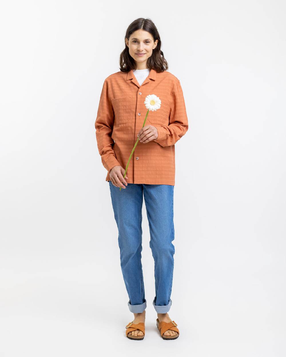 Rotholz Hemd aus Strukturierter Bio-Baumwolle Apricot Top Angebot