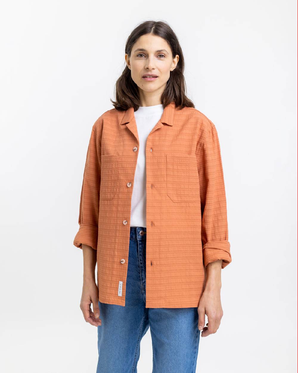 Rotholz Hemd aus Strukturierter Bio-Baumwolle Apricot Top Angebot