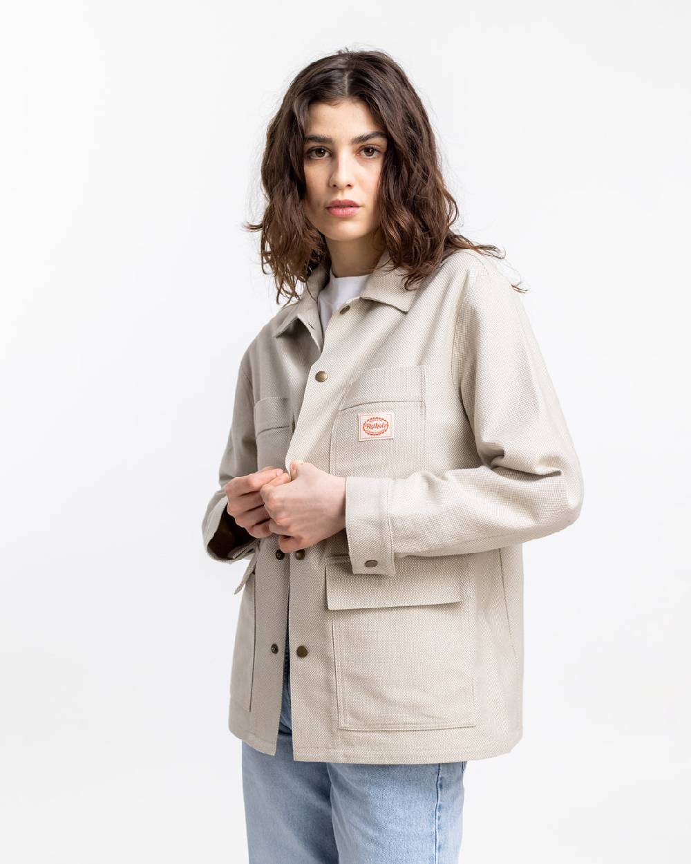 Rotholz Leichte Jacke aus Bio Canvas Beige Kariert Blitzangebot