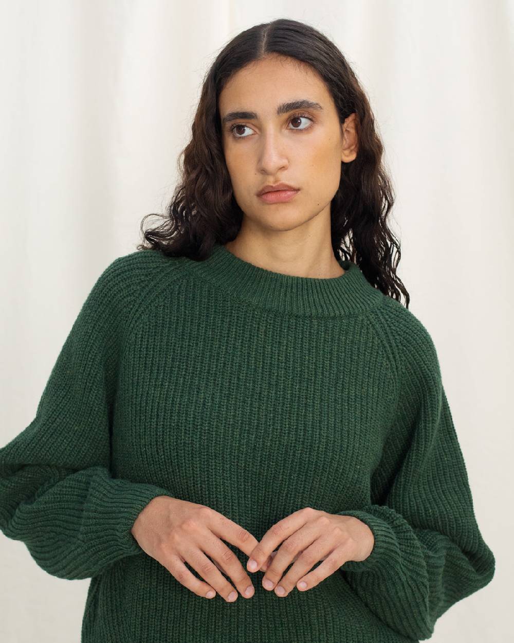 Rotholz Grober Strickpullover Recycelte Wolle - Grün Kauf eins, bekomm eins gratis