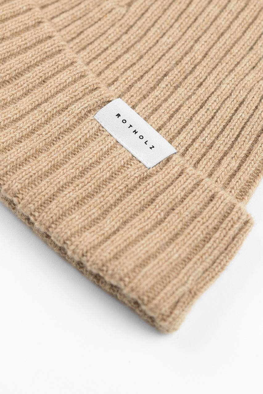 Rotholz Kurze Mütze Wollmix Ripp - Beige Bis zu 55% Rabatt