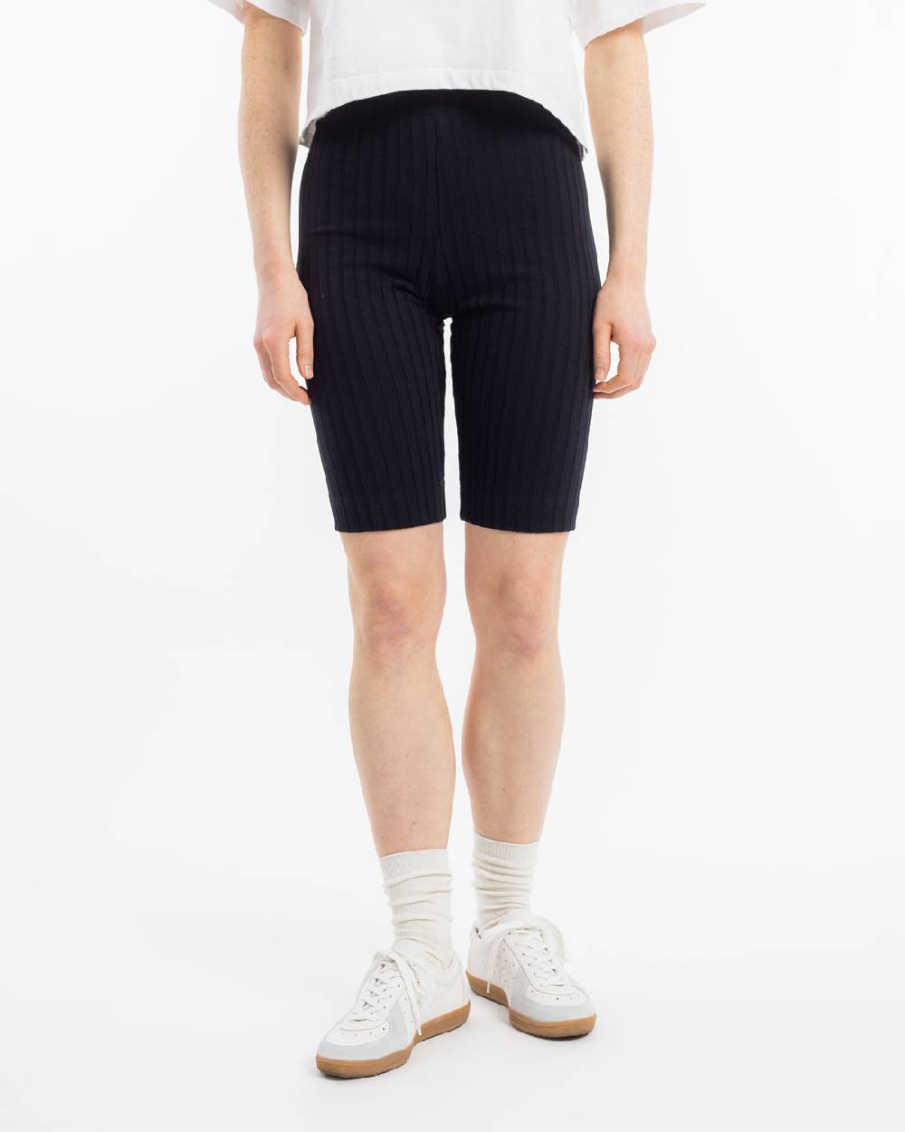 Rotholz Gerippte Biker Shorts Bio Baumwolle - Schwarz Schlussverkauf