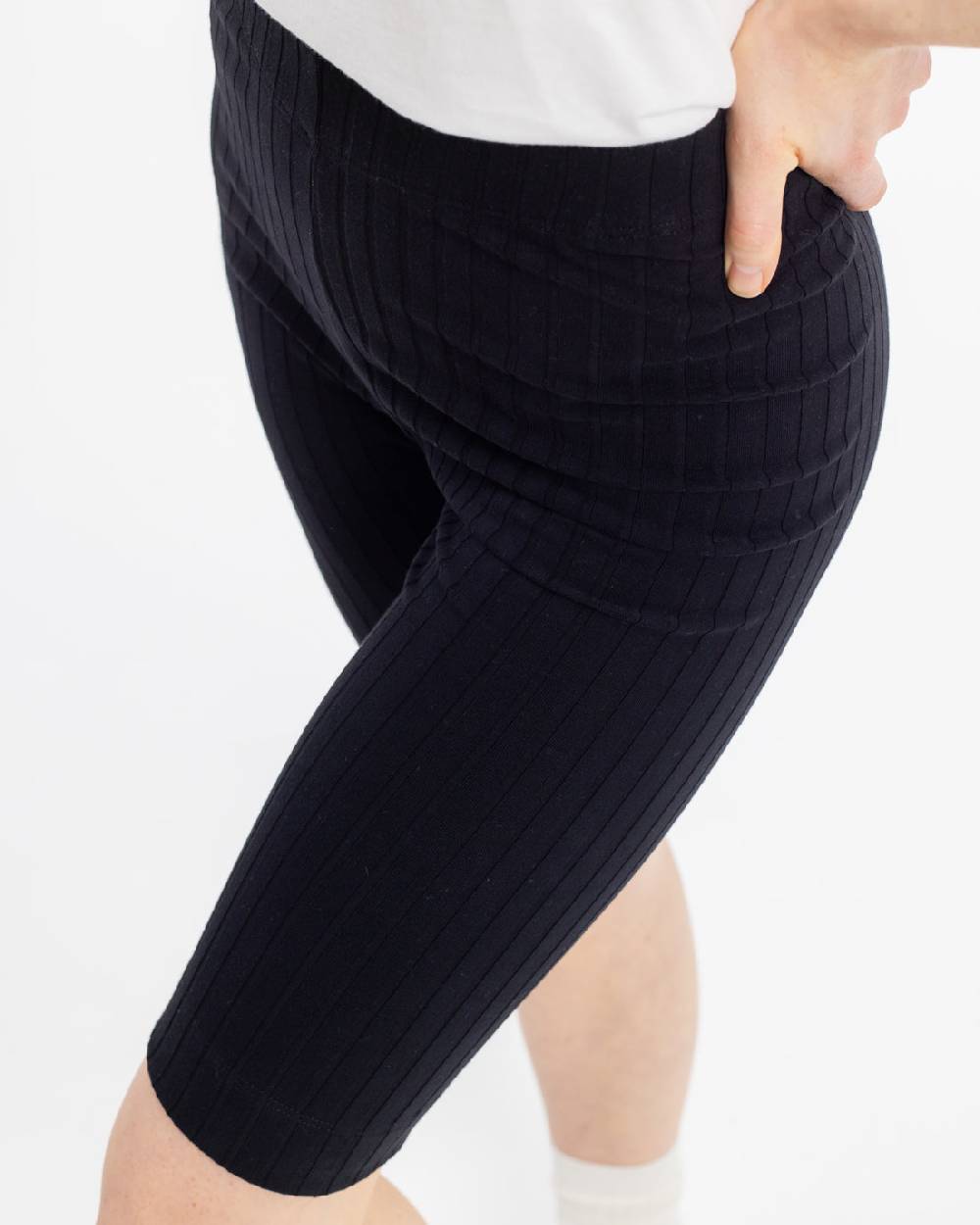 Rotholz Gerippte Biker Shorts Bio Baumwolle - Schwarz Schlussverkauf