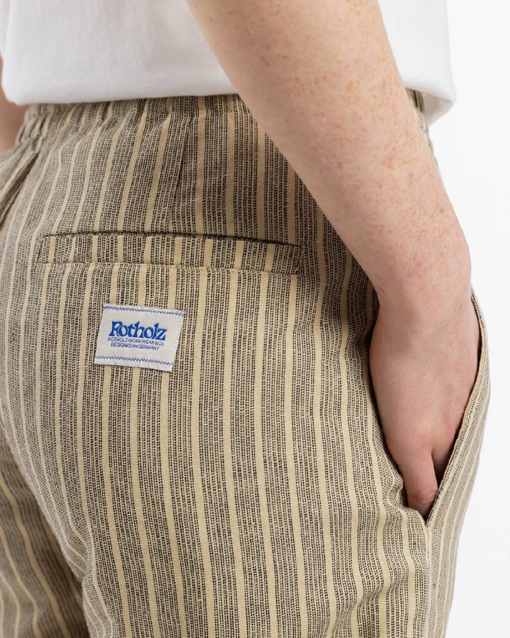 Rotholz Kurze Hose Leinen Mix - Grau Gestreift Günstiger Verkauf