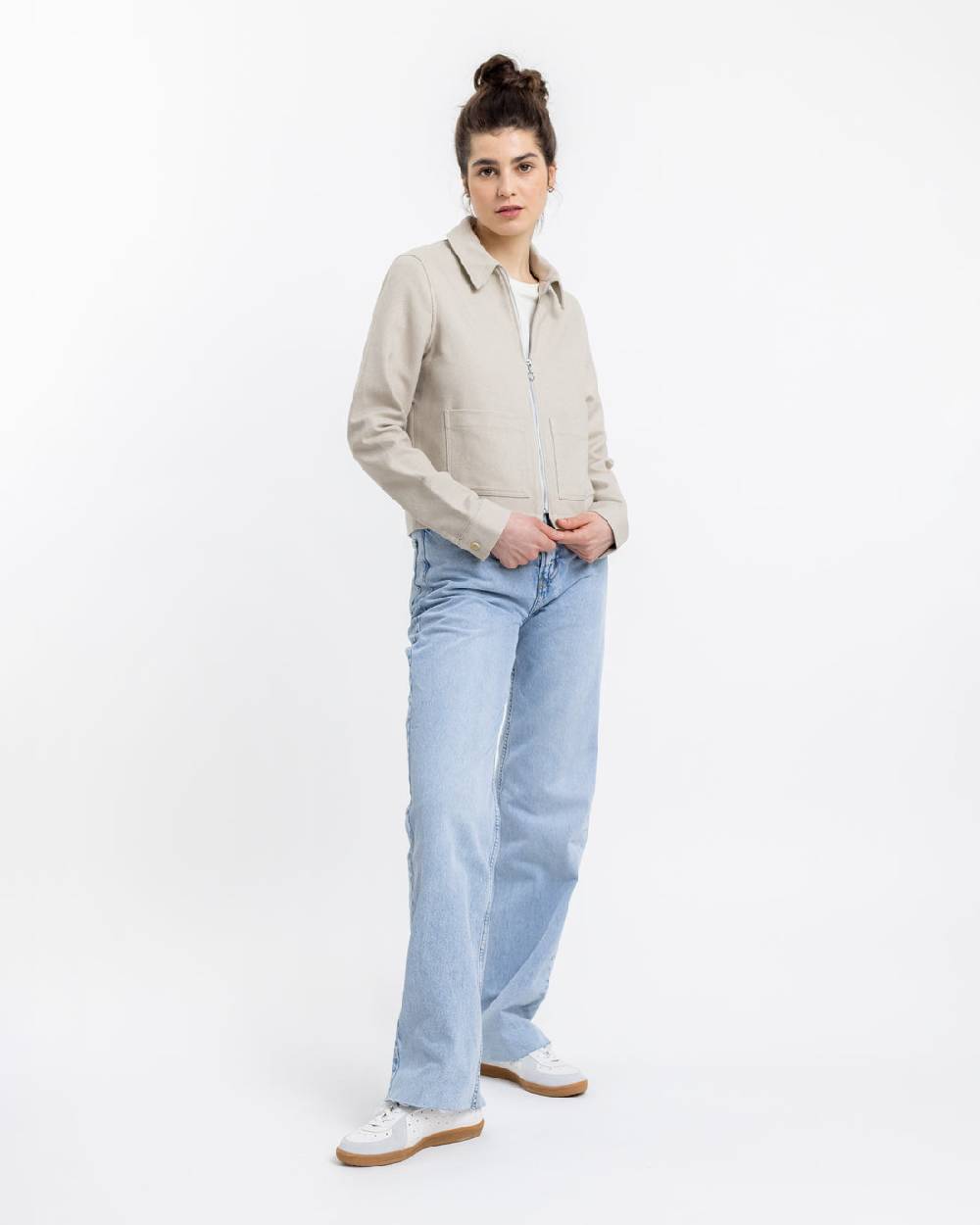 Rotholz Kurze Jacke aus Bio Canvas Beige Kariert Limitierter Zeitrabatt