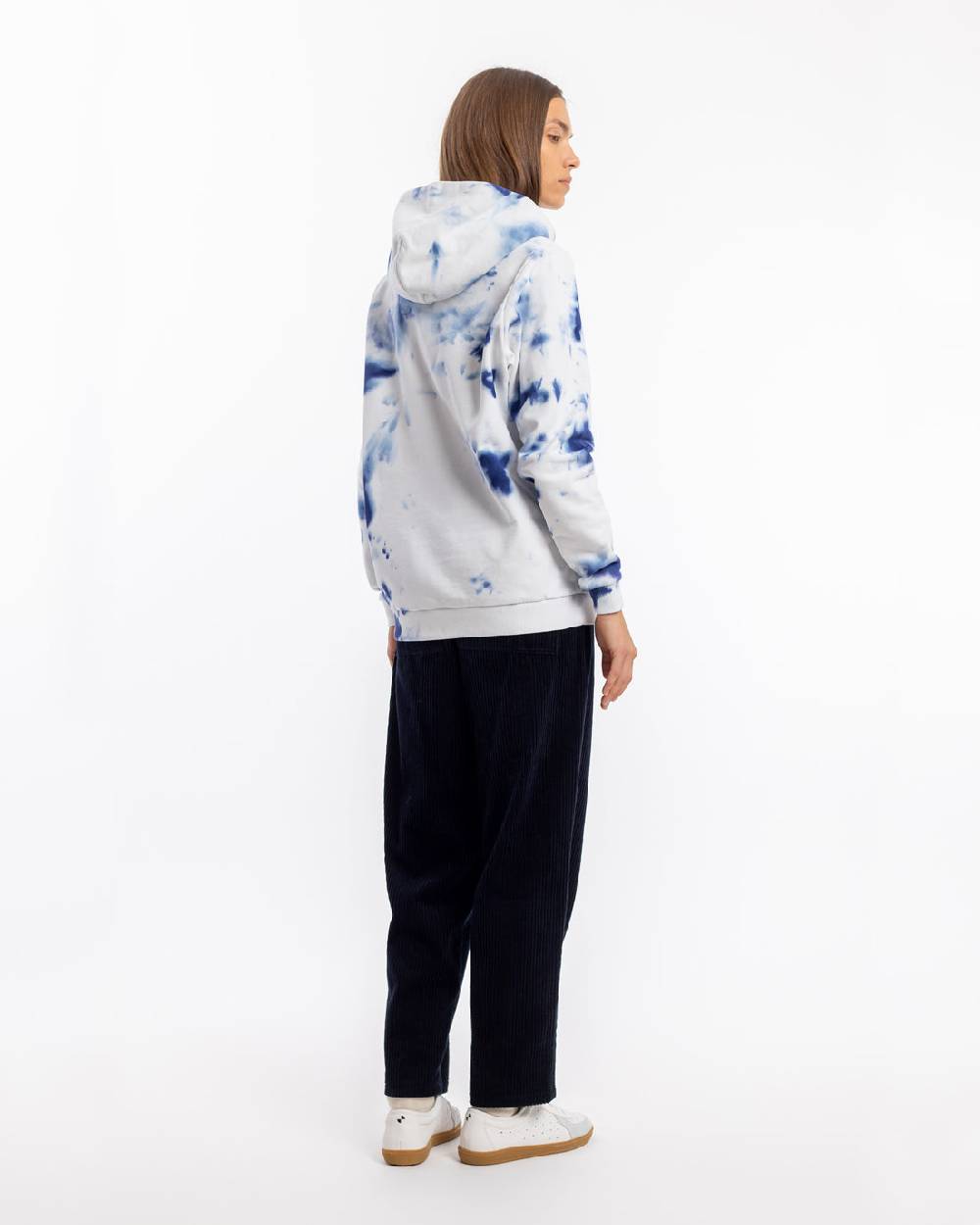 Rotholz Batik Hoodie Bio Baumwolle - Blau/Off-White Flash Sale