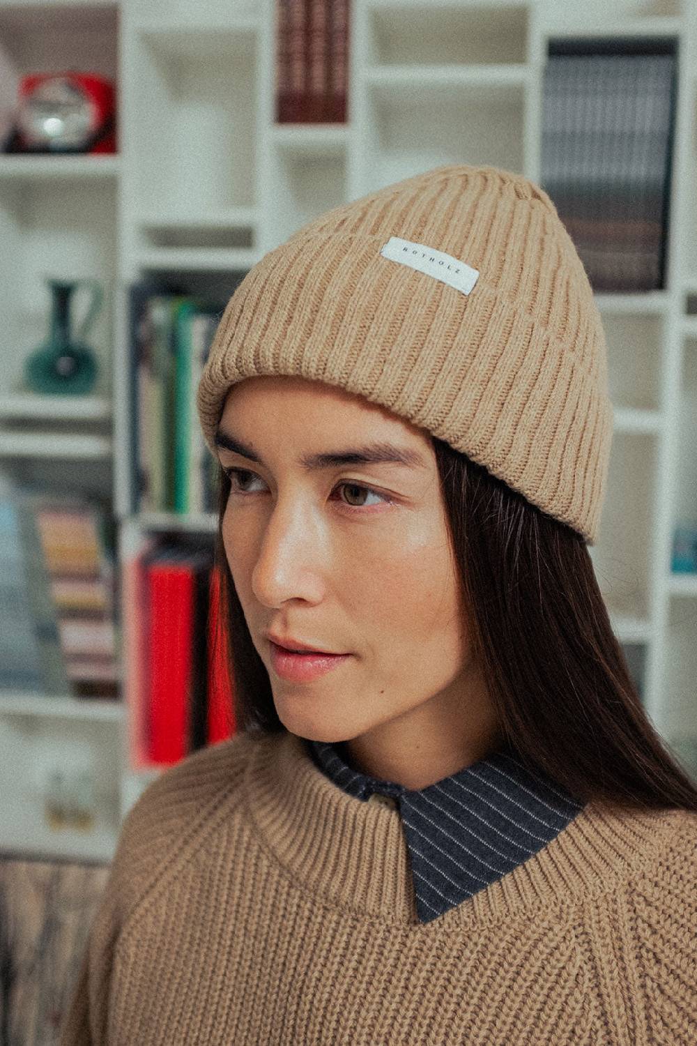 Rotholz Klassische Mütze Wollmix Ripp - Beige Super Rabatt