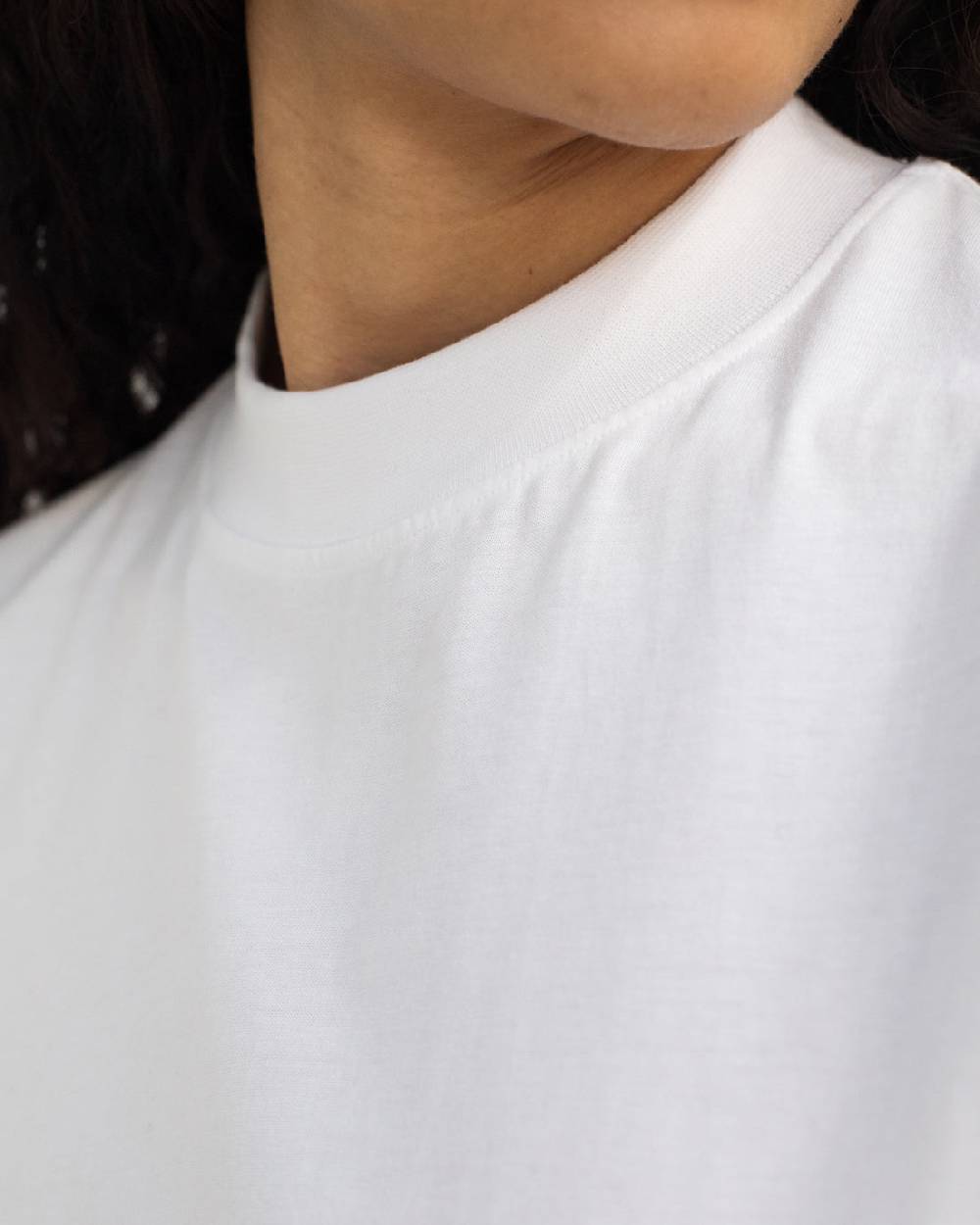 Rotholz Basic T-Shirt mit breitem Kragen Bio Baumwolle - Weiß Blitzverkäufe