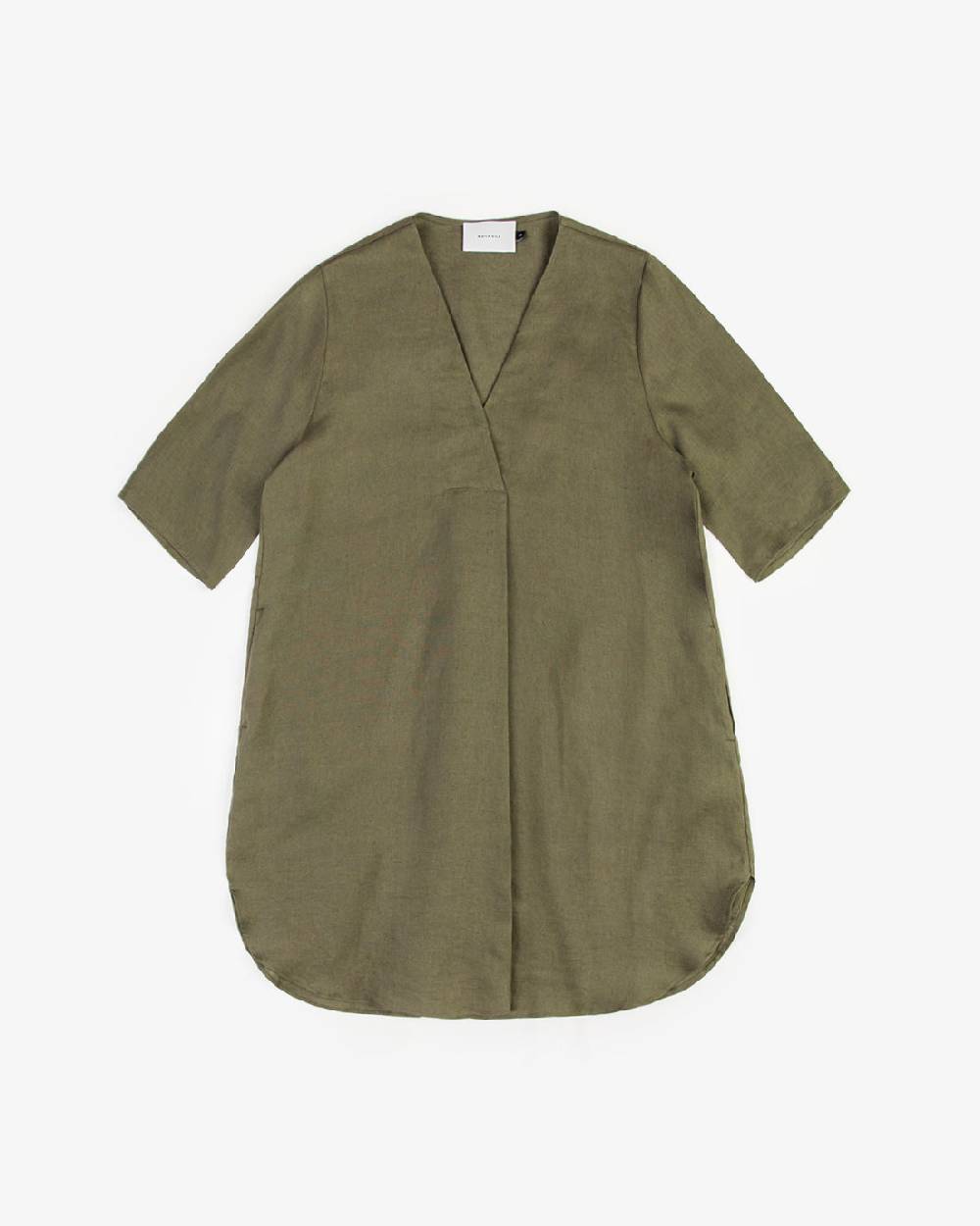 Rotholz Kaftan Kleid Leinen Mix - Oliv