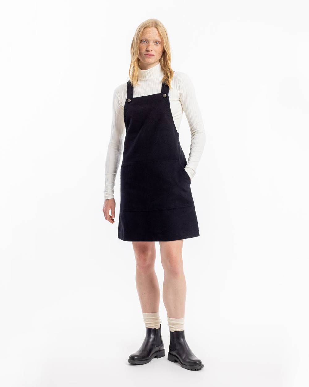 Rotholz Moleskin Latzkleid Bio Baumwolle - Schwarz Preisnachlass