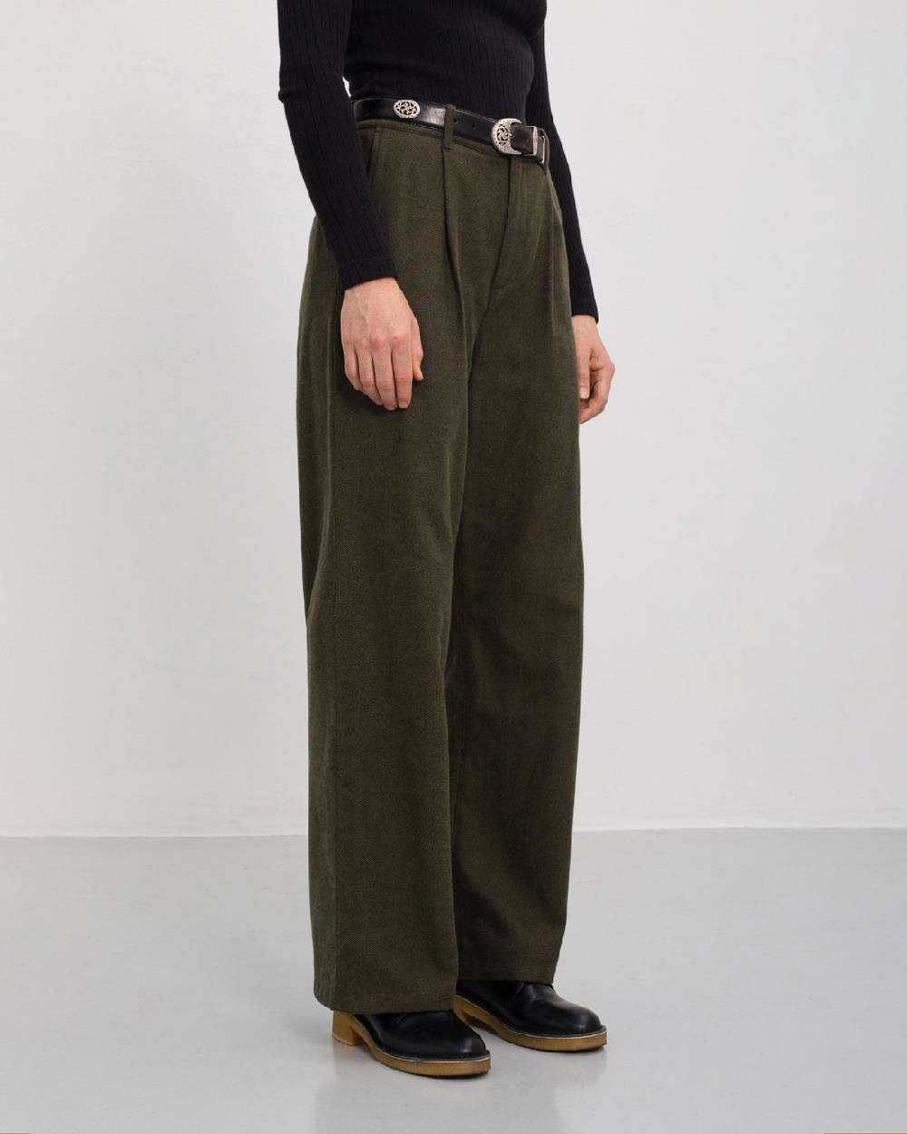 Rotholz High Waist Flanell Hose Bio Baumwolle - Moosgrün Cyber Monday
