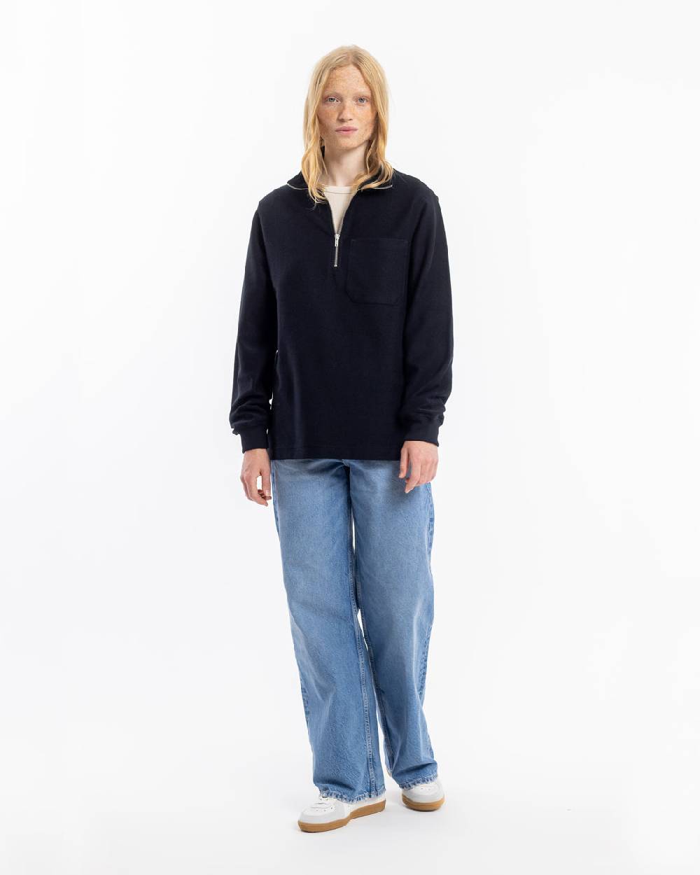 Rotholz Half Zip Sweatshirt Bio Baumwolle - Schwarz Riesige Ersparnisse