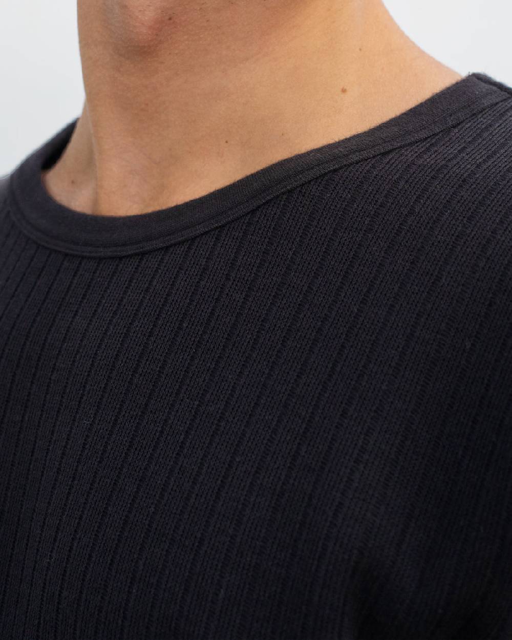 Rotholz Schweres Geripptes T-Shirt Bio Baumwolle - Schwarz Kostenlose Rückgabe