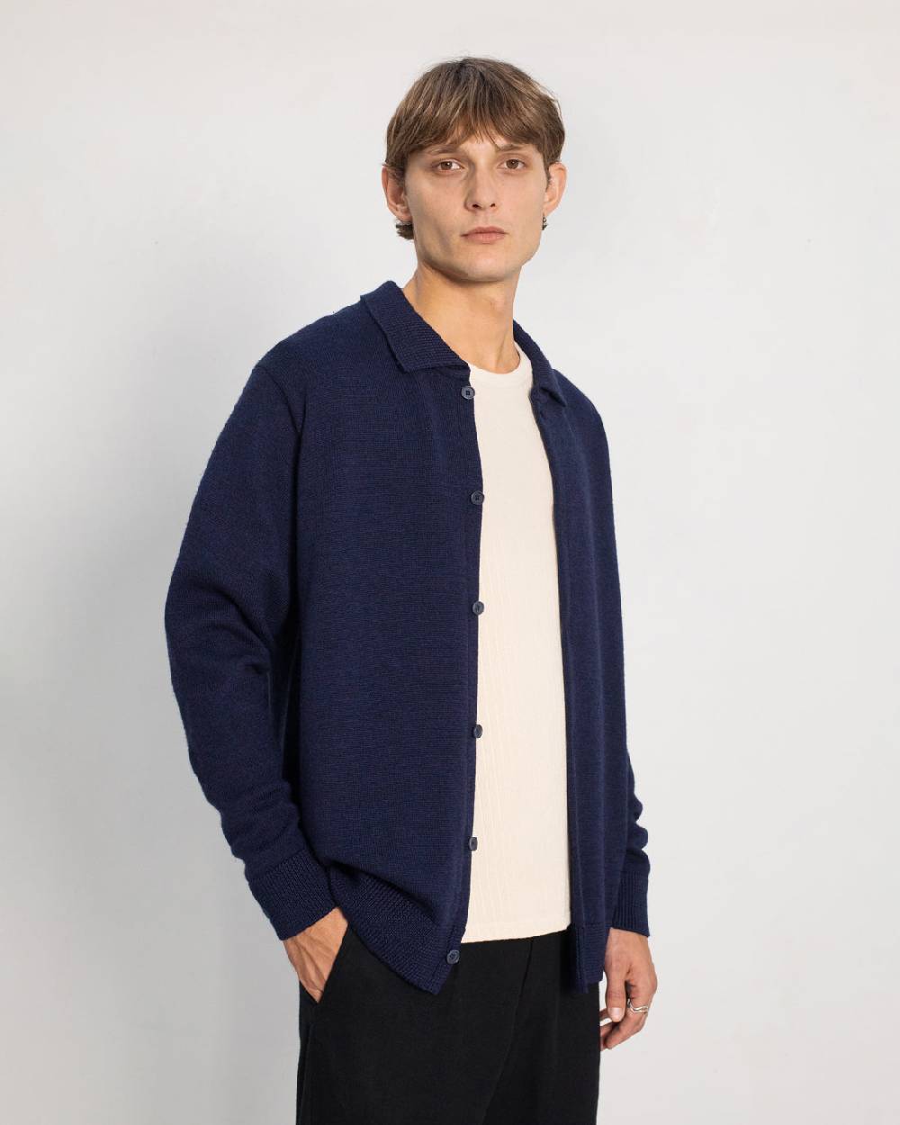 Rotholz Strick Shirt Merinowolle - Blau Neueste Stile