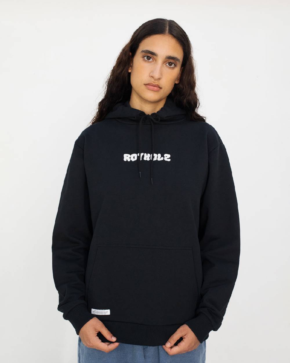 Rotholz Logo Hoodie Bio Baumwolle - Schwarz Zeitbegrenzte Promotion
