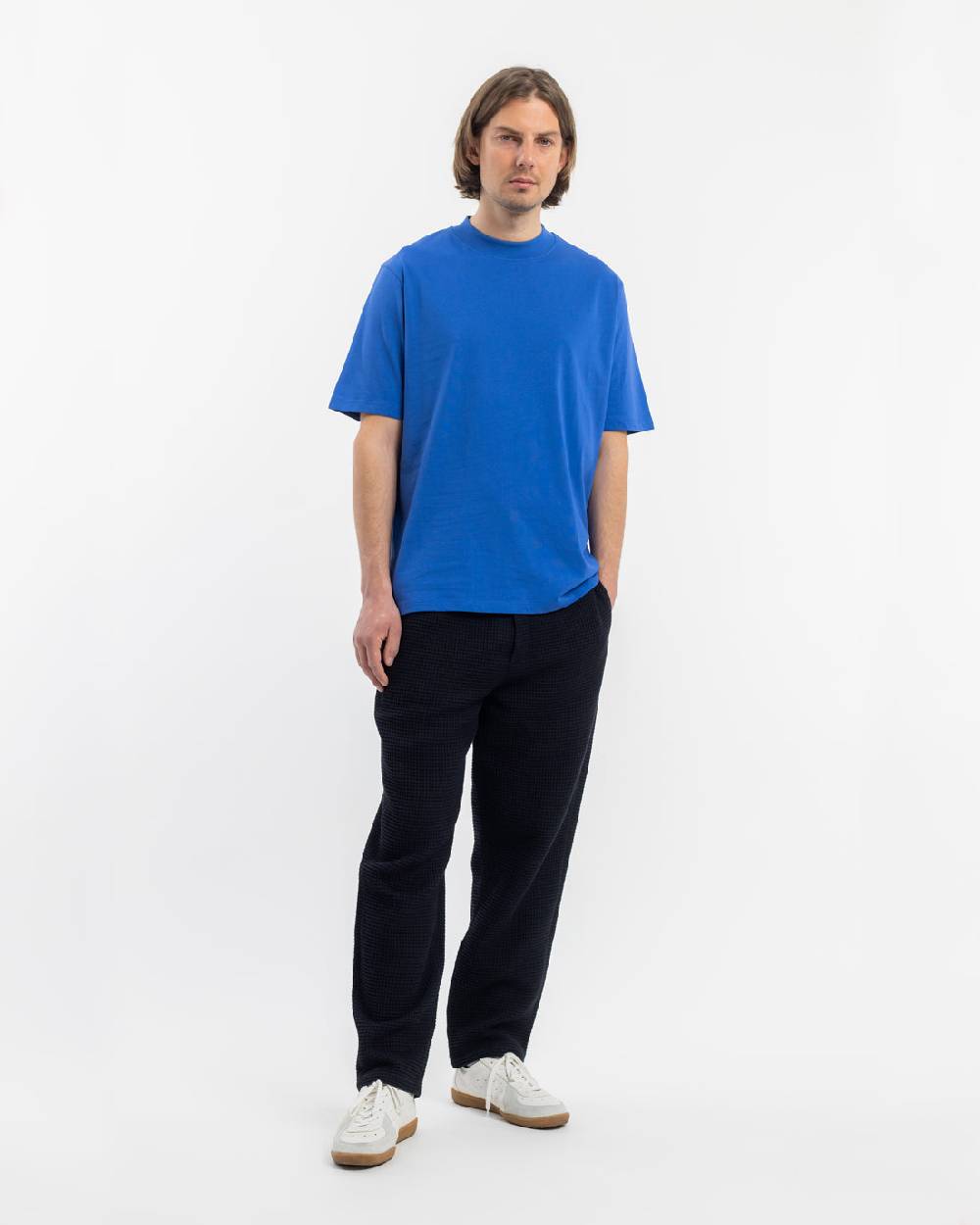 Rotholz T-Shirt mit breitem Kragen Bio Baumwolle - Blau Rabatte dieses Monats