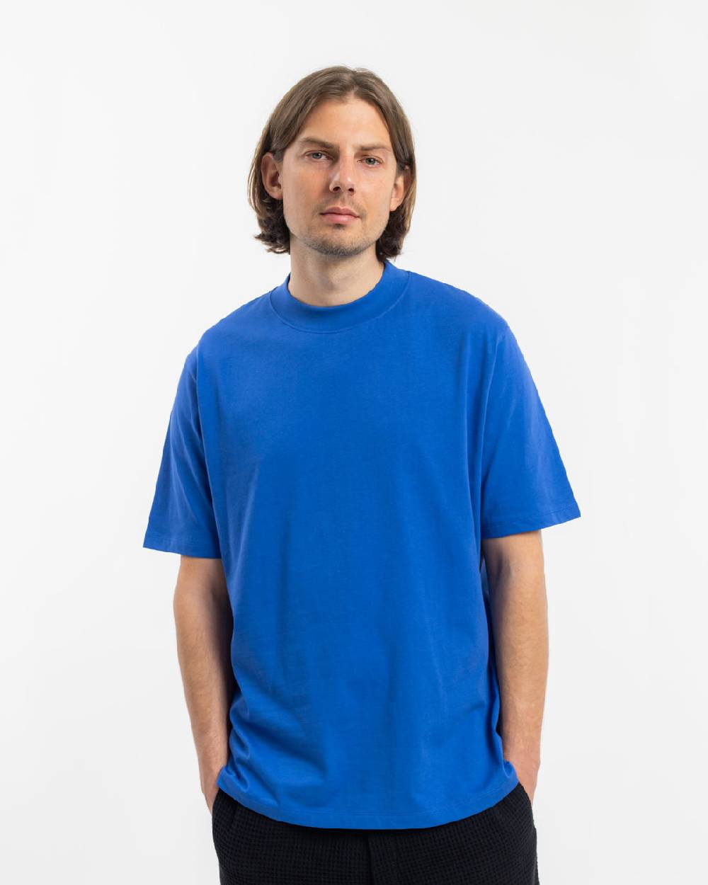 Rotholz T-Shirt mit breitem Kragen Bio Baumwolle - Blau Rabatte dieses Monats