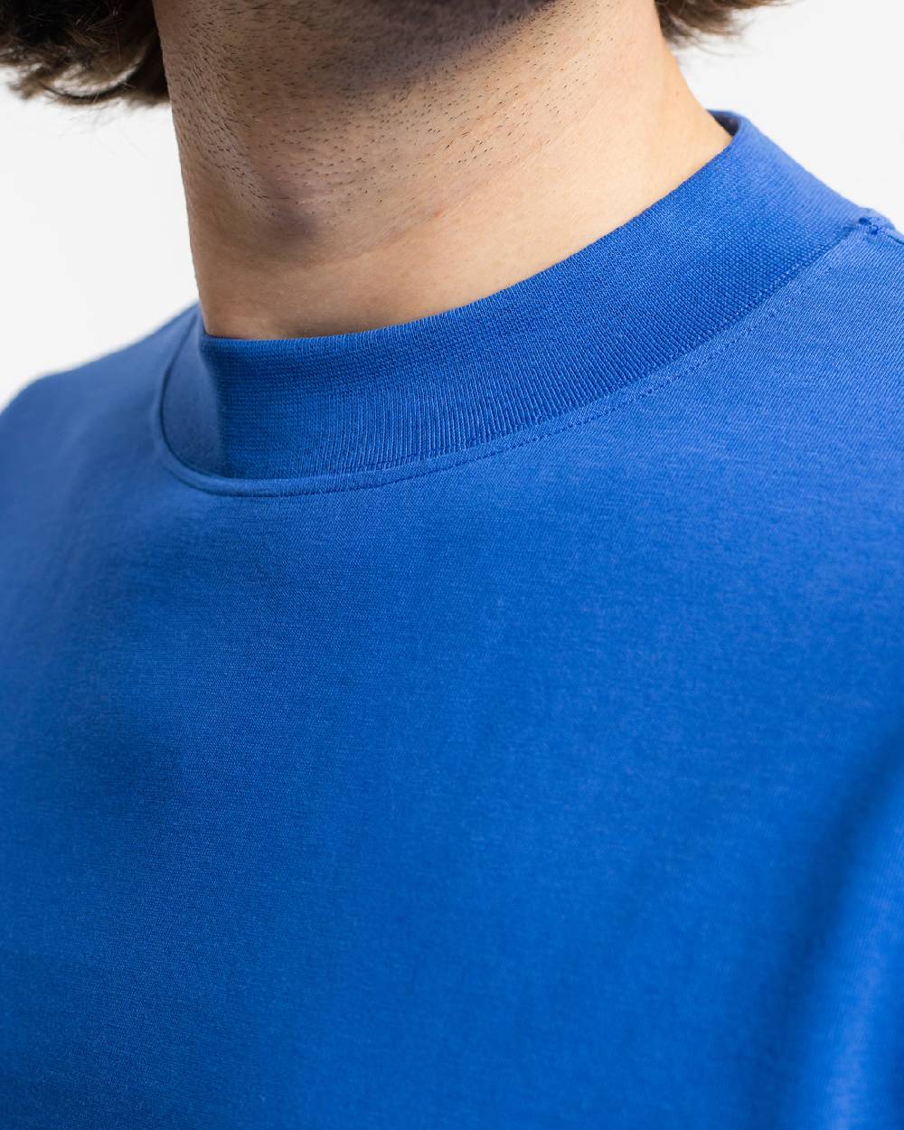 Rotholz T-Shirt mit breitem Kragen Bio Baumwolle - Blau Rabatte dieses Monats