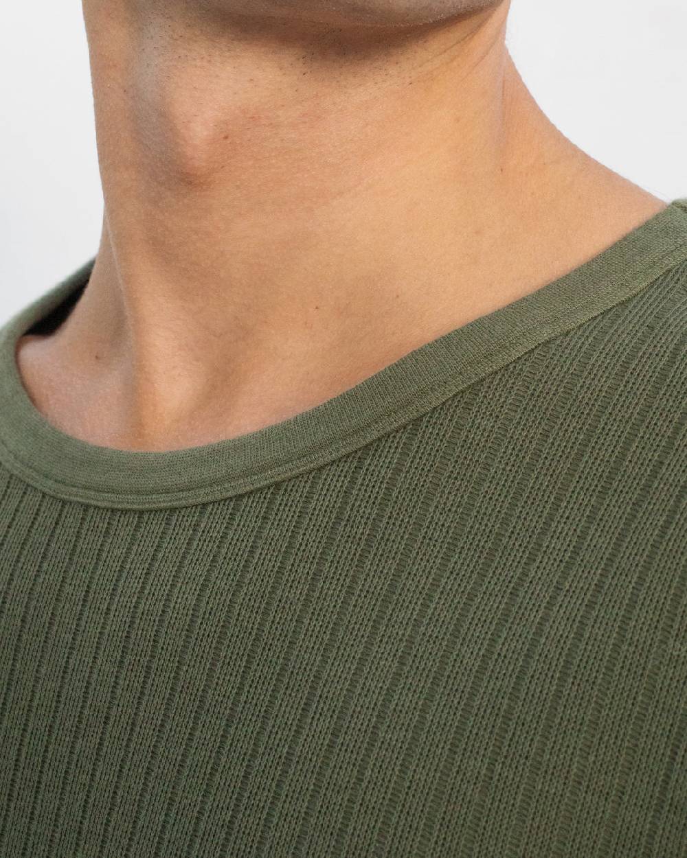Rotholz Schweres Geripptes T-Shirt Bio Baumwolle - Grün Outlet