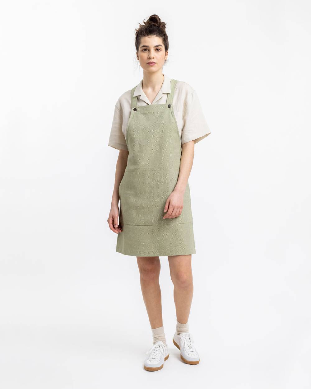 Rotholz Latzkleid aus Bio Canvas Grün Kariert Schlussverkauf