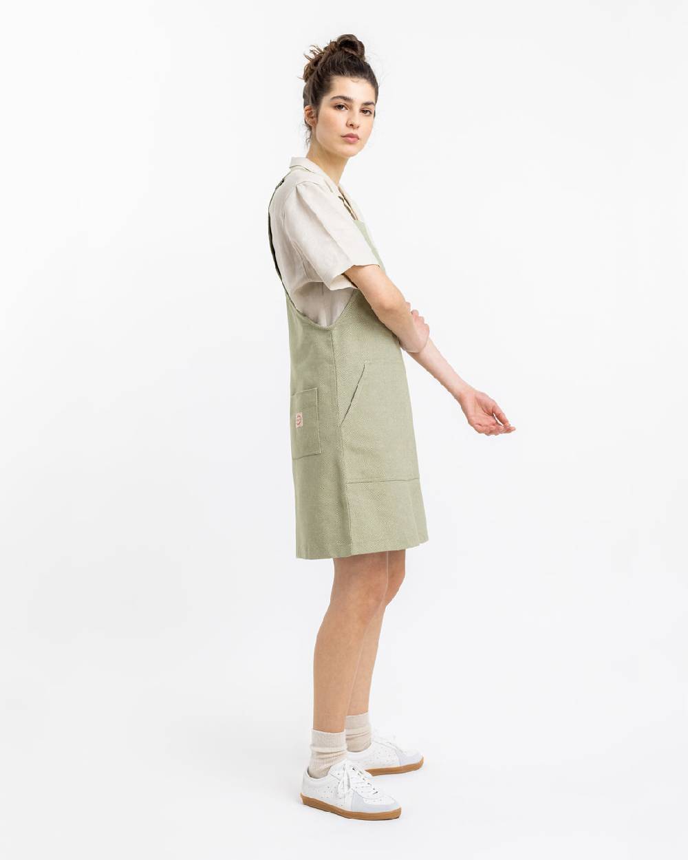 Rotholz Latzkleid aus Bio Canvas Grün Kariert Schlussverkauf