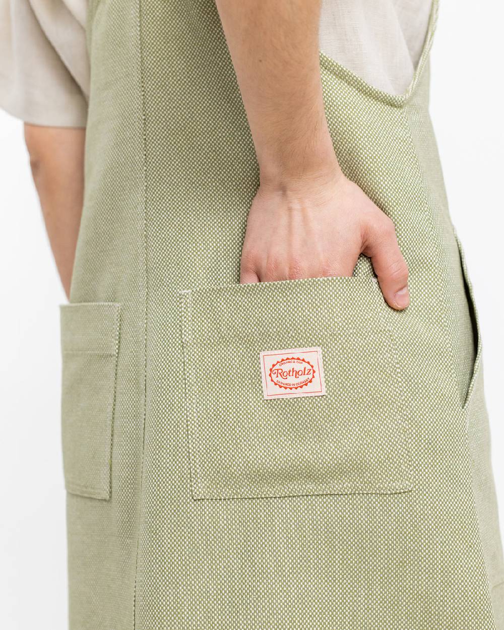 Rotholz Latzkleid aus Bio Canvas Grün Kariert Schlussverkauf